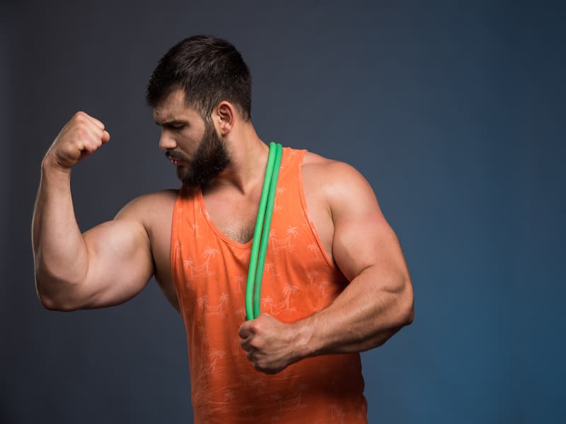 Man showing muscles.