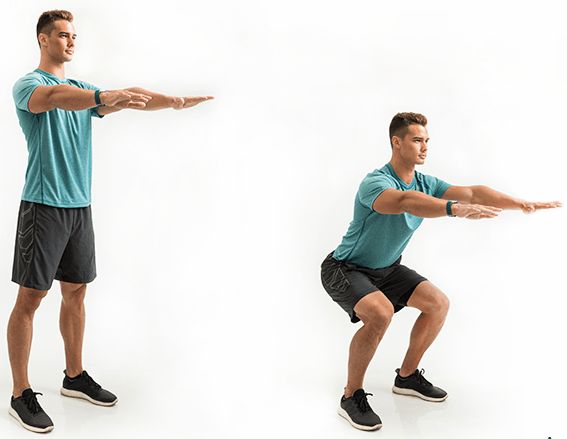 squats at home workout without equipments.