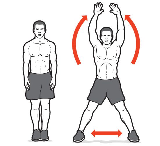 visual demonstration of jumping jacks.